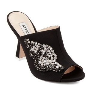 ATTICO Black Pamela Crystal-Embellished Mule Pumps